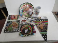 1x The muppets party pack - 6x cups, plates, invitations, napkins, tablecloth, bags, banners - new &