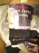 8 X Pairs of Funky Socks Ladies Size 4-6 All New & Packaged