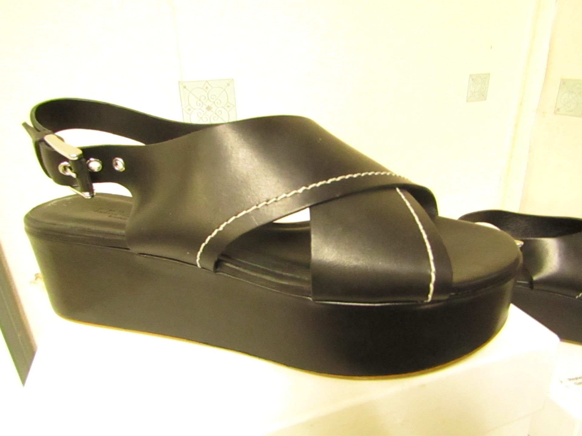 L K Bennett London Sima Black Veg Leather Shoes size 37 RRP £250 new & boxed see image for design