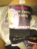 8 X Pairs of Funky Socks Ladies Size 4-6 All New & Packaged