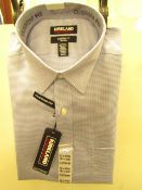 Kirkland Signature Custom Fit Shirt - Blue Chequered - 15" Collar x 34/35 -