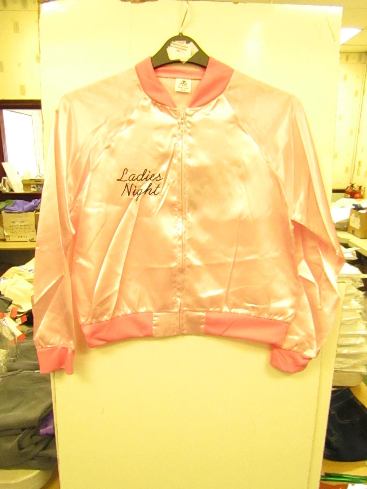 1 x Party World Pink Ladies Night Satin Jacket size 12/14 new & packaged