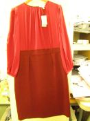 L K Bennett London Suzette Burgundy Dress size 18 RRP £325 new with tag see image for design