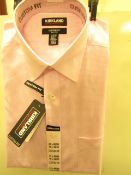 Kirkland Signature Custom Fit Shirt - Pink Chequered - 17" Collar x 32/33 -