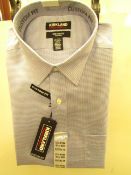 Kirkland Signature Custom Fit Shirt - Blue Chequered - 16" Collar x 34/35 -