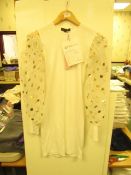 1X KATCH ME WOMENS DRESS, WHITE WITH GOLD SPOTS, SIZE S, NEW WITH TAG