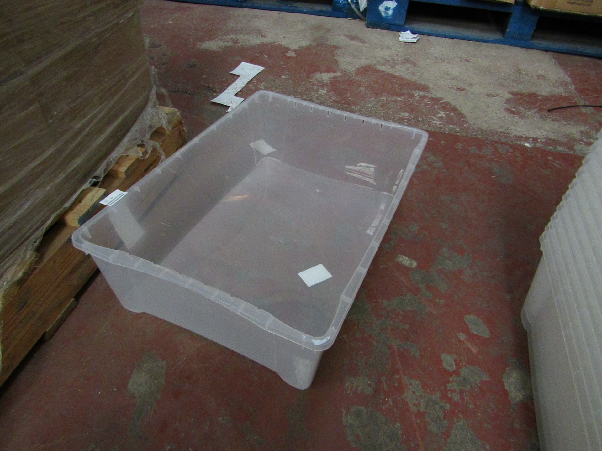 5x Duplast - Large Transparent Storage Boxes ( 15x54cm ) - No Lids Present, Still Usable.