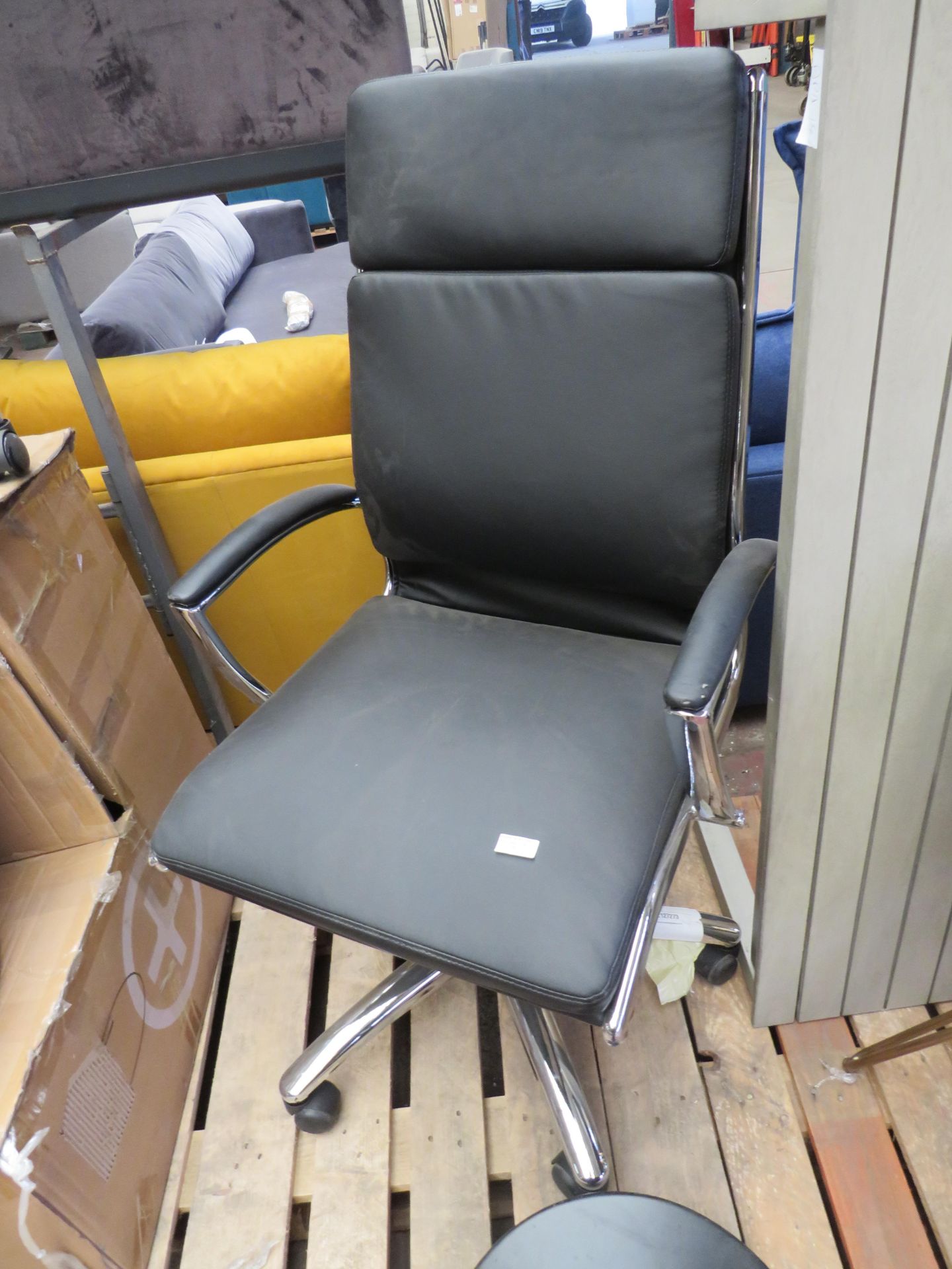 Costco leather and chrome office chair, no major damage.