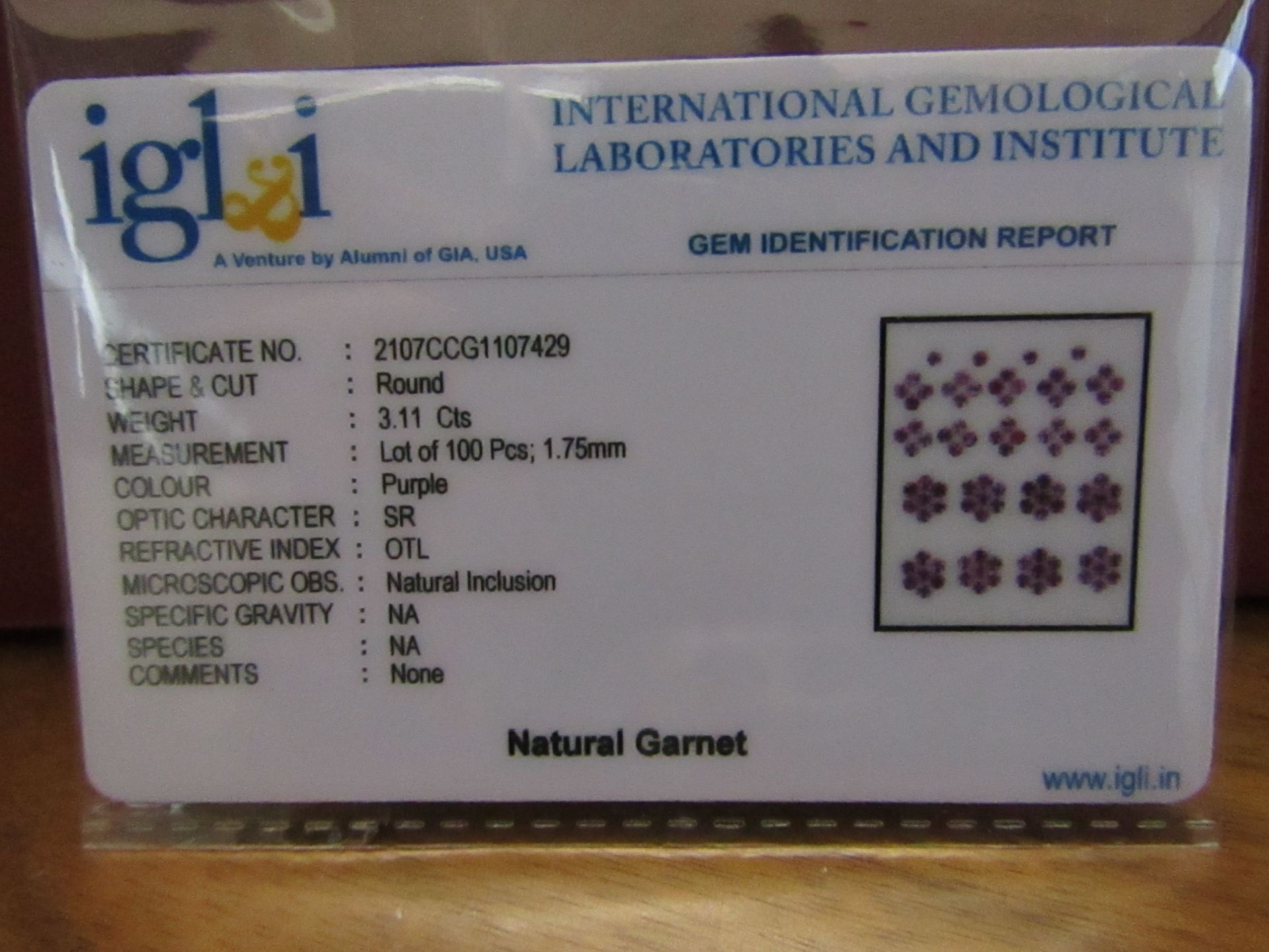 Natural (Untreated- Unheated) – Rhodolite Garnet – 3.09 Carats – 100 pieces – Round Diamond cut.