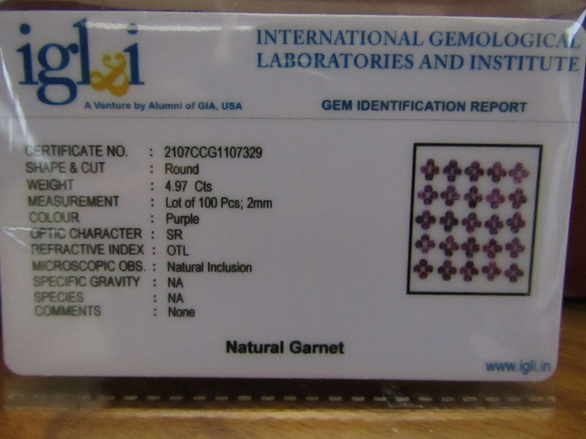 Natural (Untreated- Unheated) – Rhodolite Garnet – 4.94 Carats – 100 pieces – Round Diamond cut.