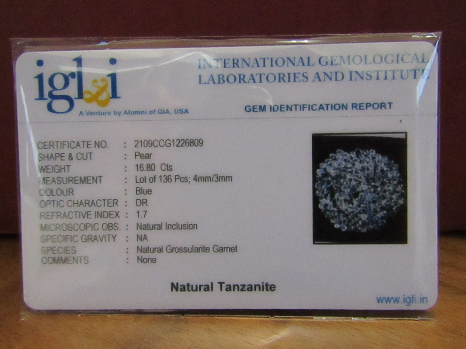 IGL&I Certified - Natural Tanzanite - 16.80 Carats - 136 Pieces - Pear shape - Average retail - Image 2 of 3