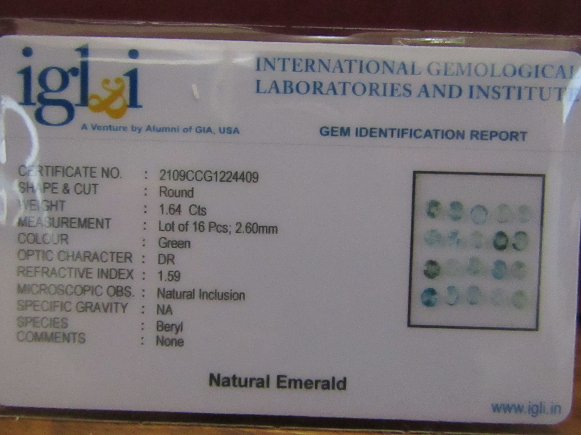 IGL&I Certified - Natural Colombian Emeralds - 16 Pieces - 1.84 Carats - Diamond round cut - Average - Image 2 of 3