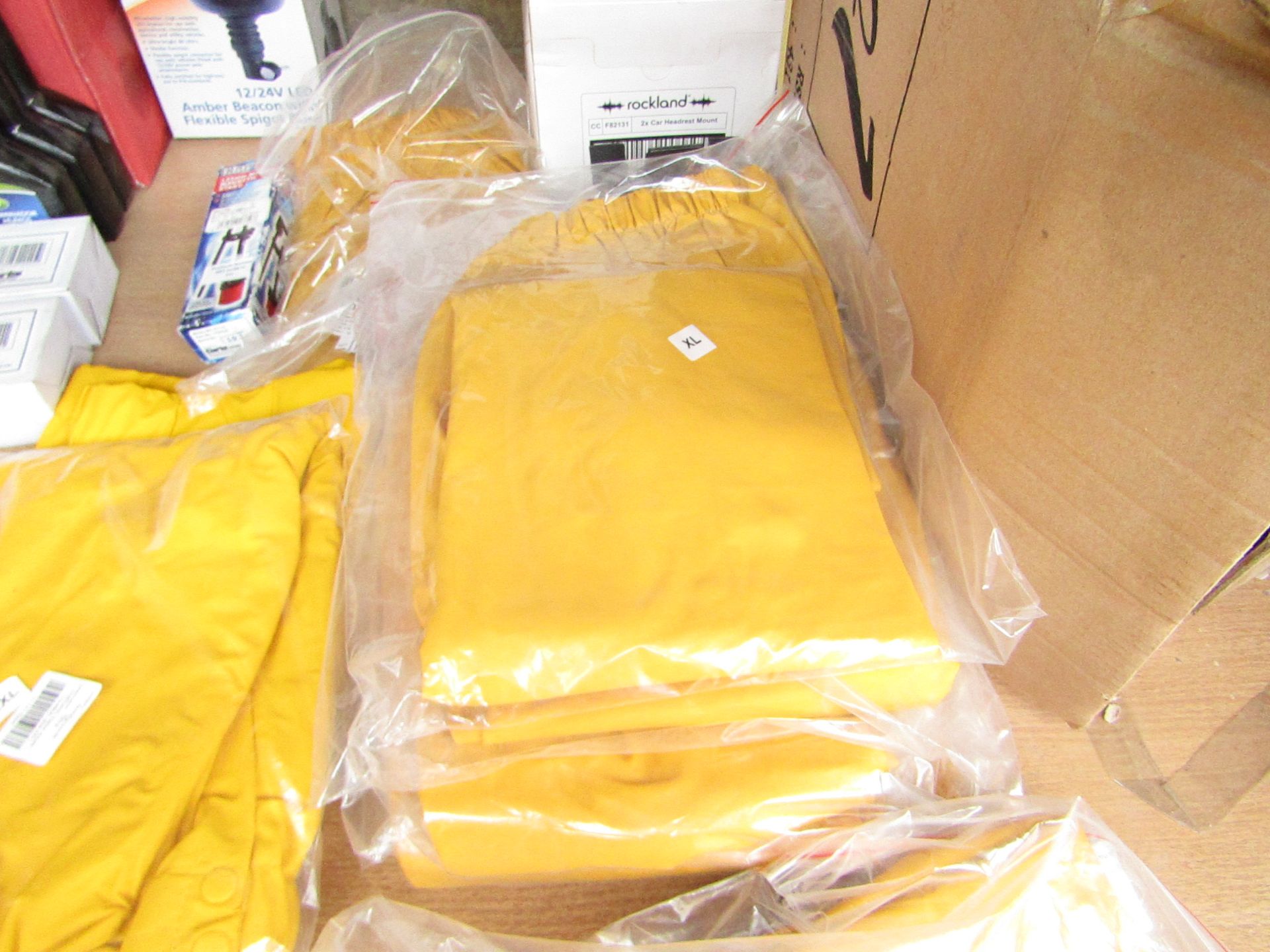 2x PVC Work Trousers - Light Yellow Mustard - Size XL - Unused & Packaged.