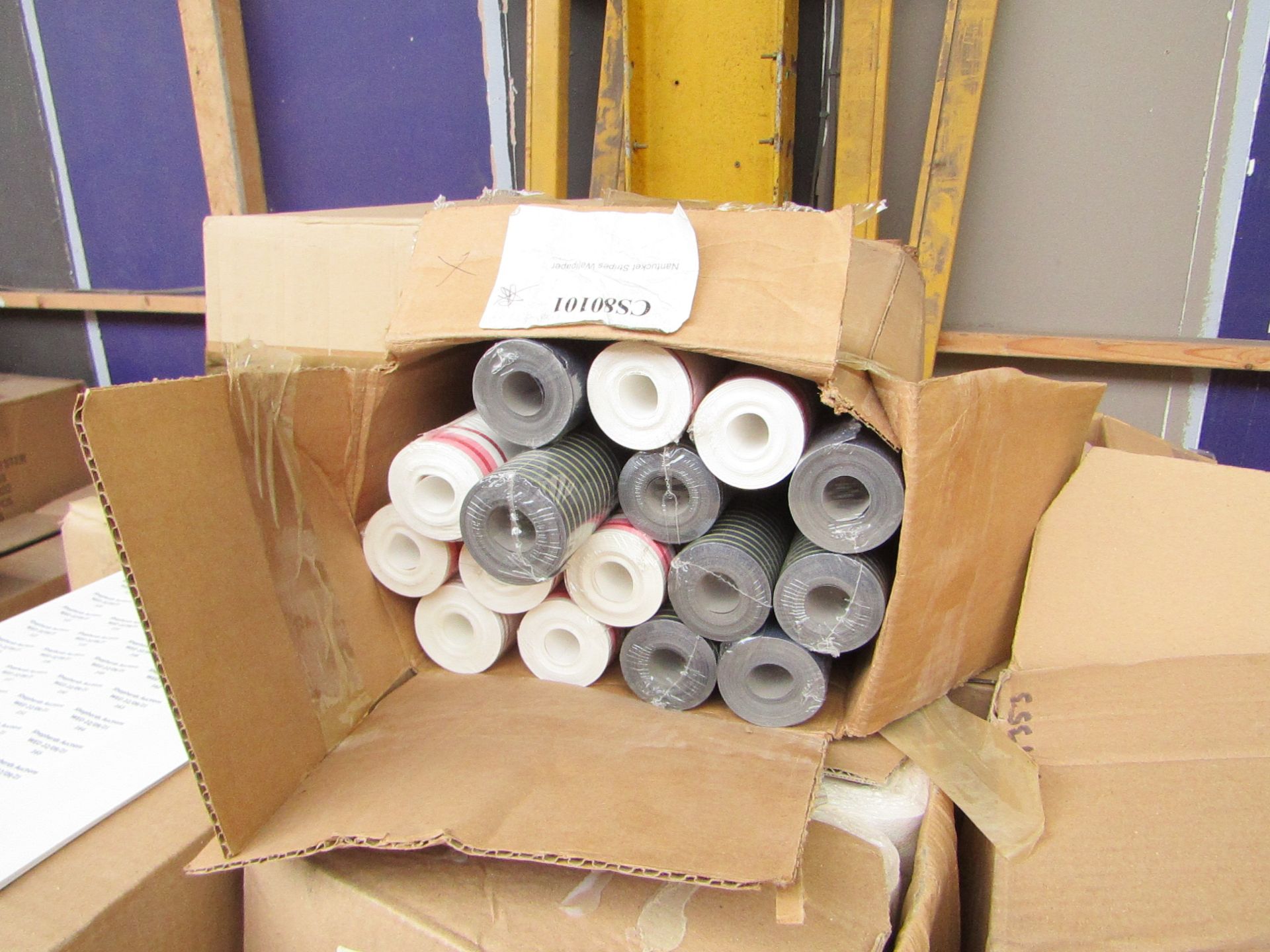 Box of Assorted WallPaper Rolls - Colour/Design/ Roll Length May Differ - All Appear to Look Unused,