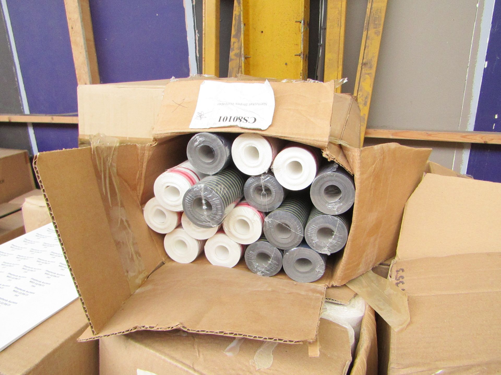 Box of Assorted WallPaper Rolls - Colour/Design/ Roll Length May Differ - All Appear to Look Unused,