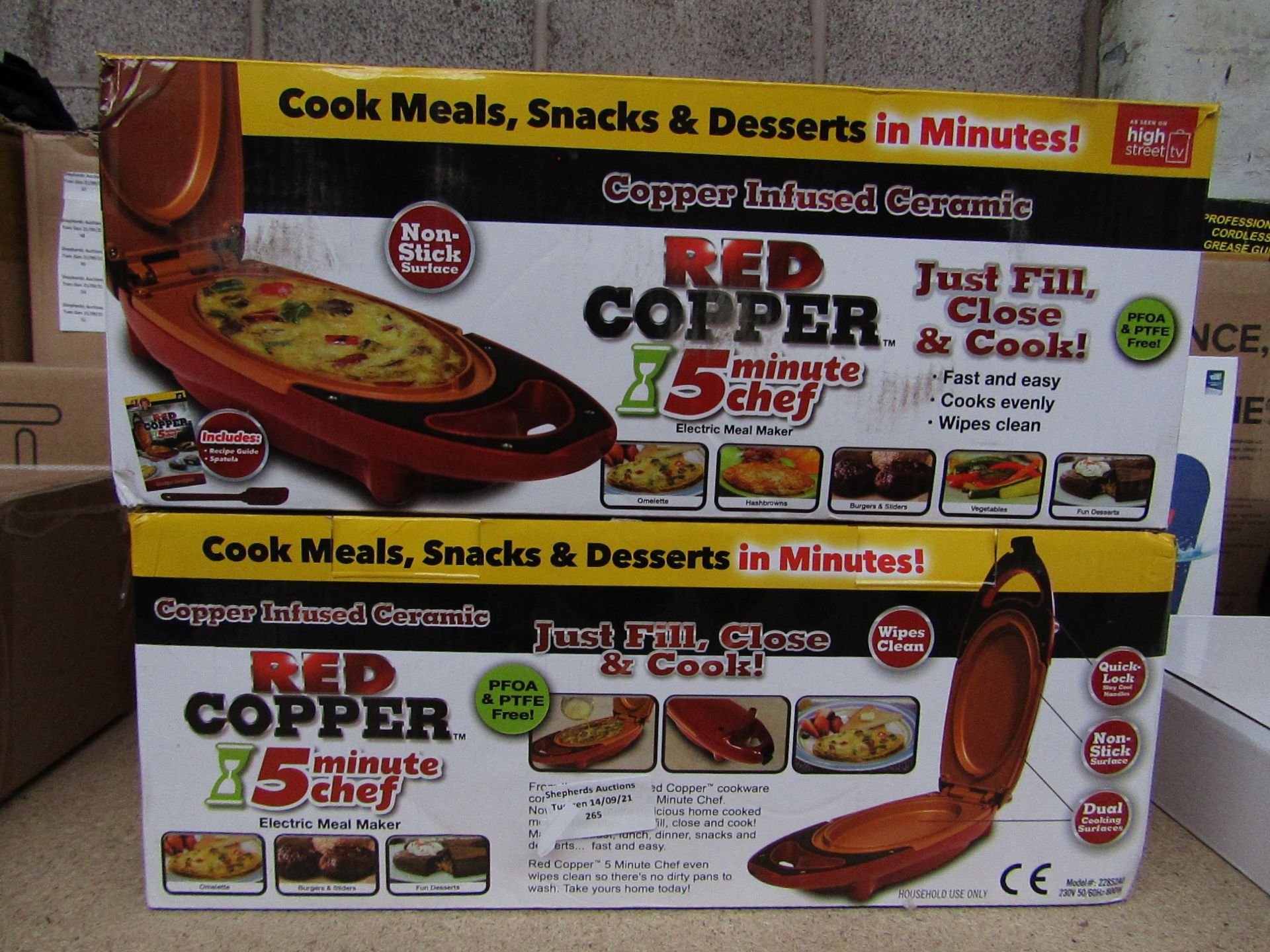 | 2X | RED COPPER 5 MINUTE CHEF MEAL MAKERS | UNCHECKED & BOXED | NO ONLINE RESALE | RRP £30 | TOTAL