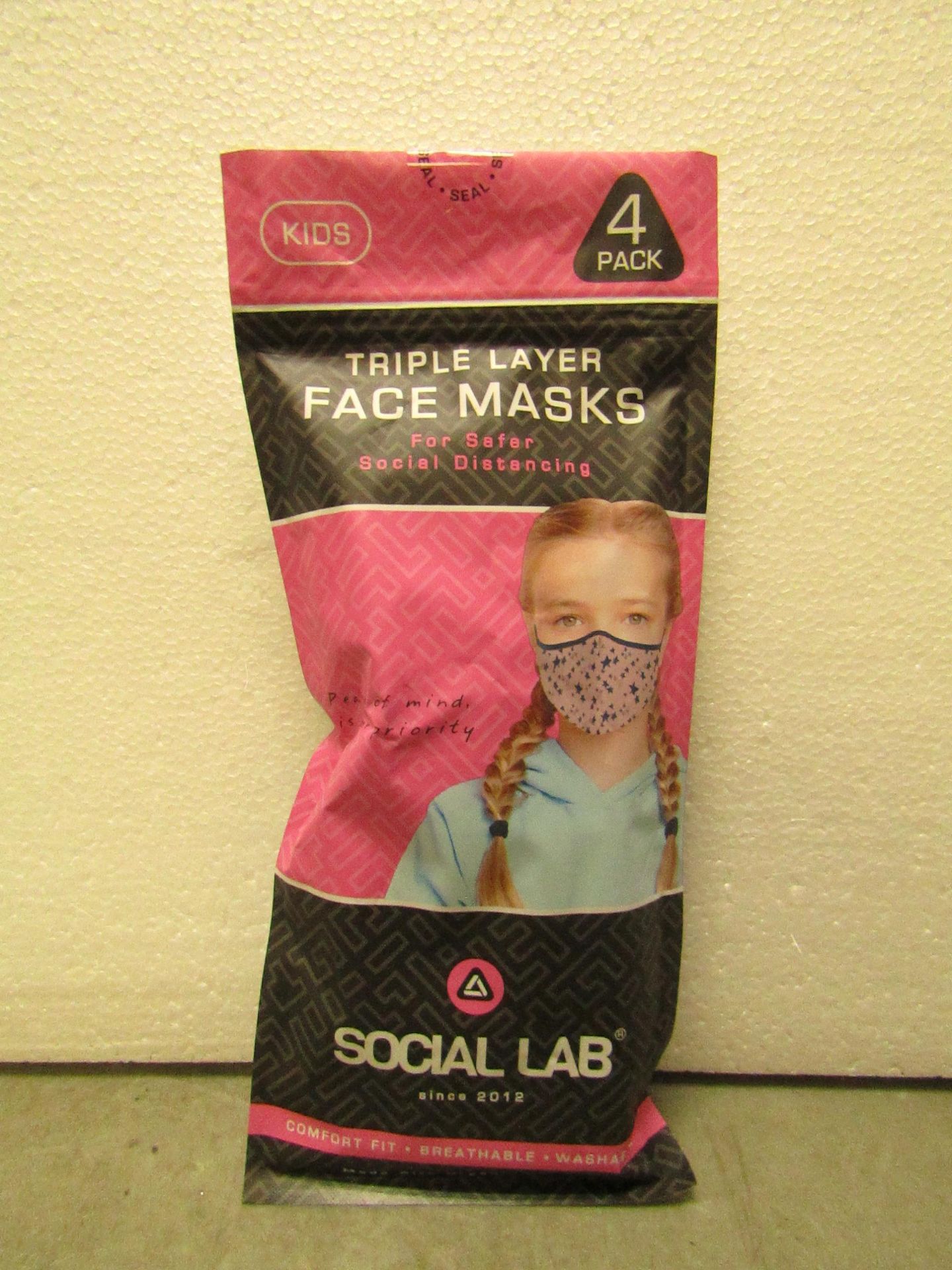 5x Childrens (Girls) Triple Layer Face Mask - New & Sealed