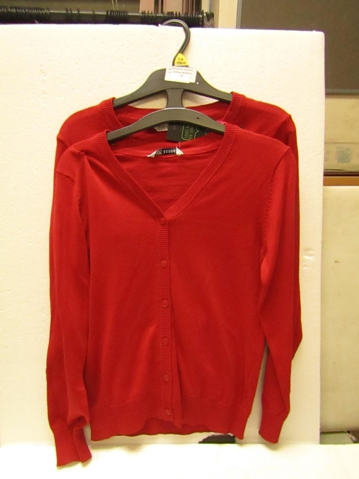 3x girls 2piece school cardigan red - size 7/8 - new but might have security tags on.