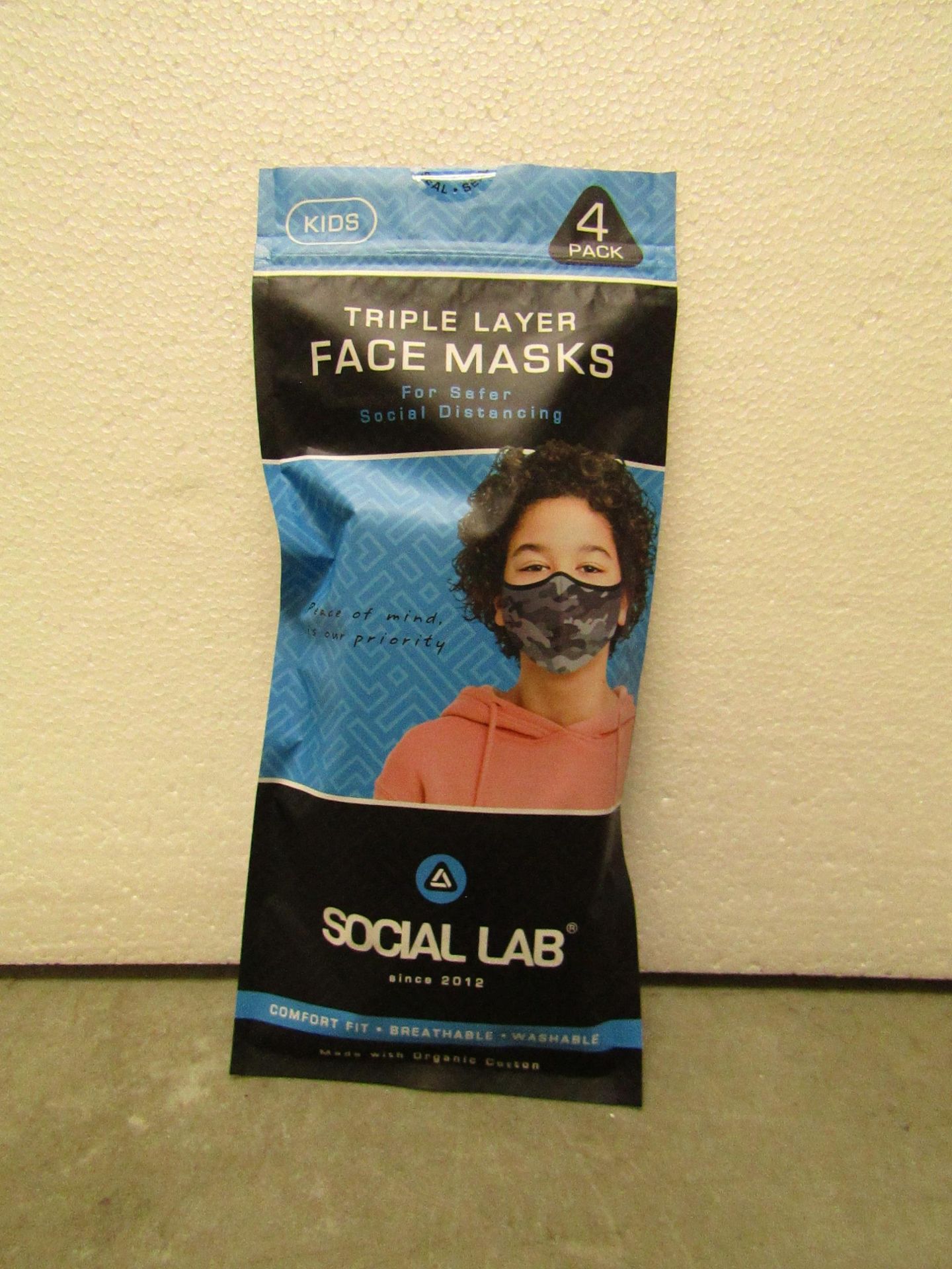 5x Childrens (Boys) Triple Layer Face Mask - New & Sealed -