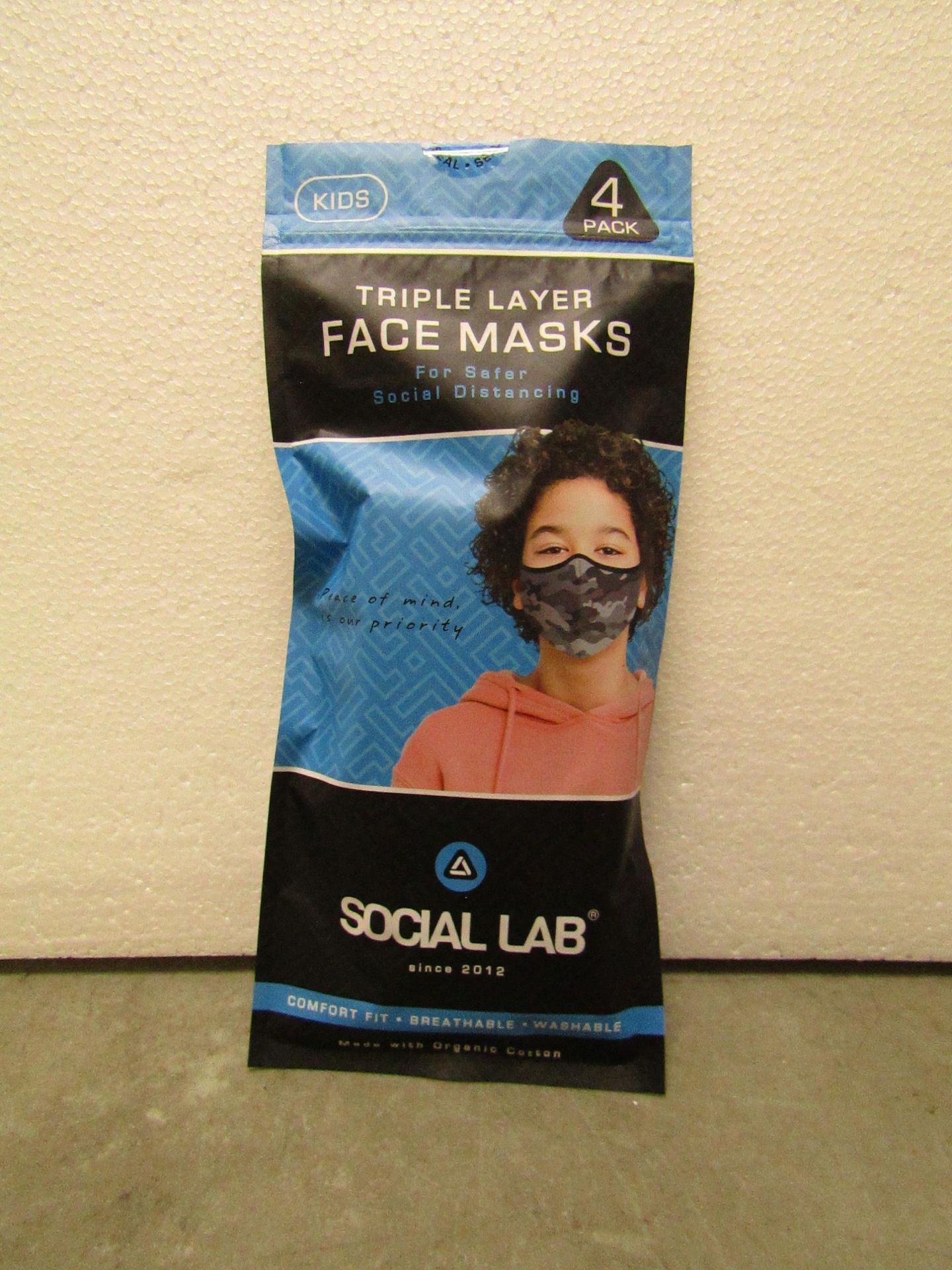 5x Childrens (Boys) Triple Layer Face Mask - New & Sealed -