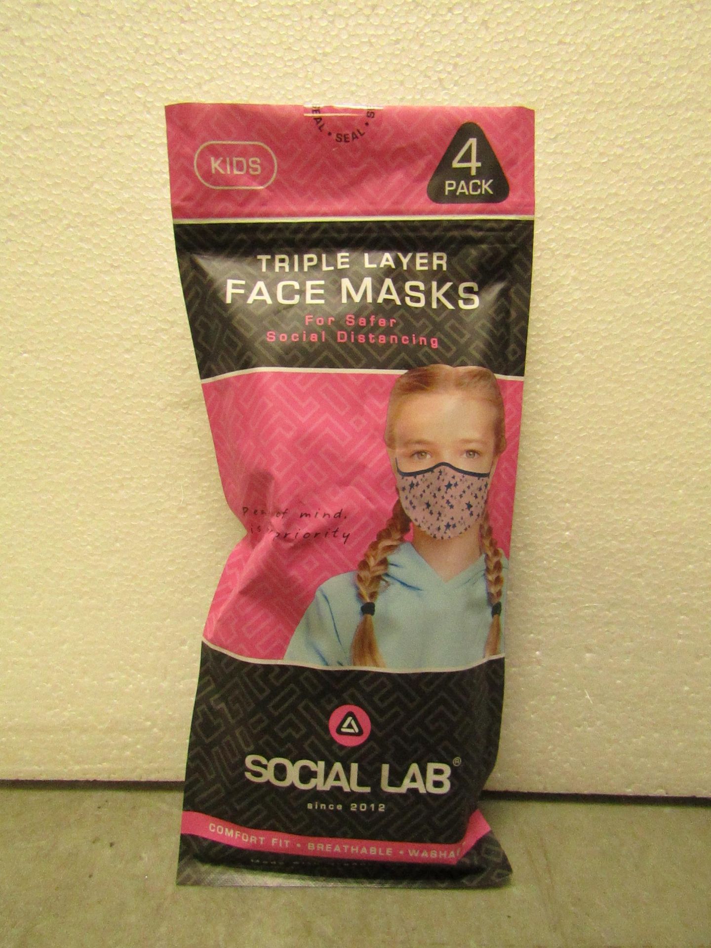 5x Childrens (Girls) Triple Layer Face Mask - New & Sealed