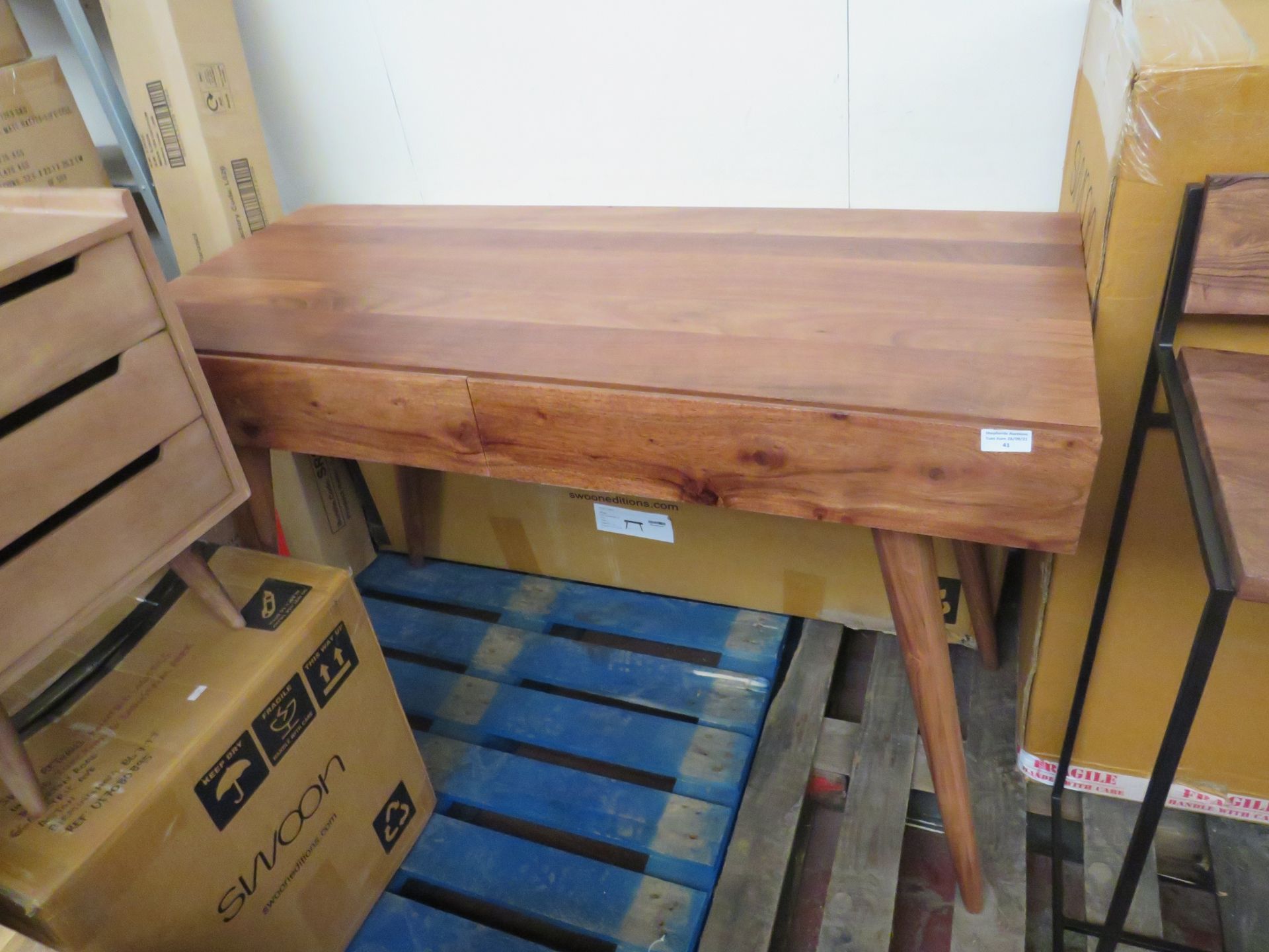 1 x SWOON Watts Desk in Acacia in Natural Rosewood finish RRP £329 SKU SWO-AP-wattsdeskhardwood