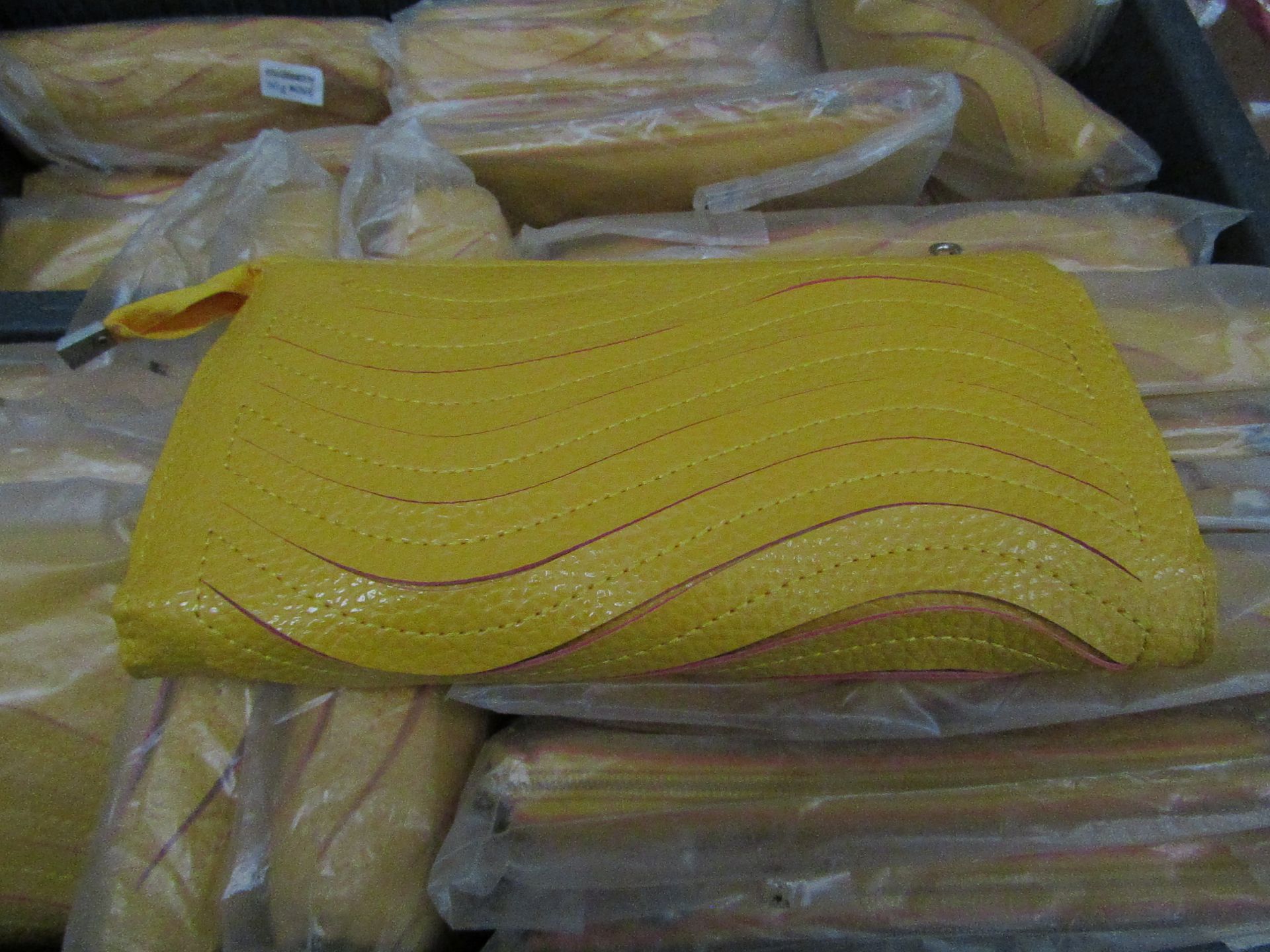 5x Yellow Clutch Purse with Handbag Strap - New & Sealed