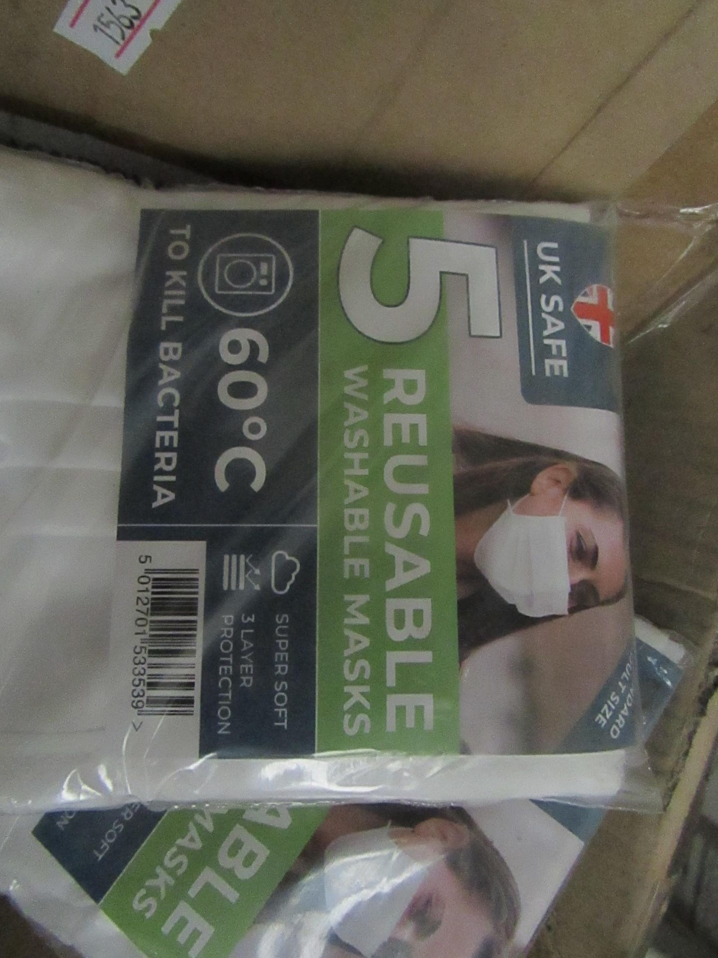 1x Box Containing 50x disposable face masks - New & Packaged.