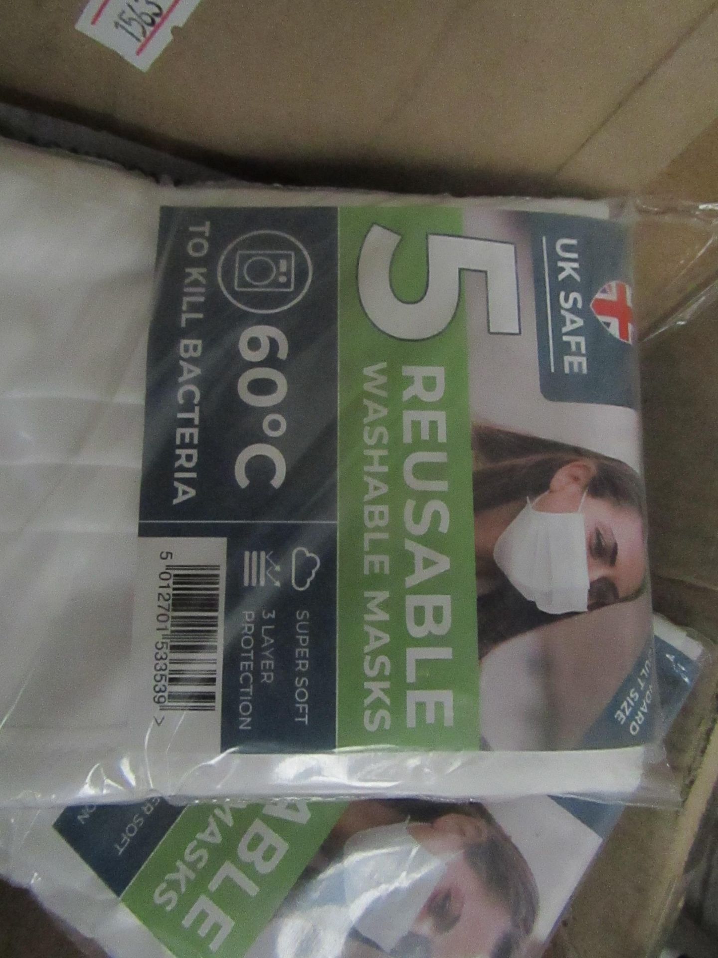 1x Box Containing 50x disposable face masks - New & Packaged.