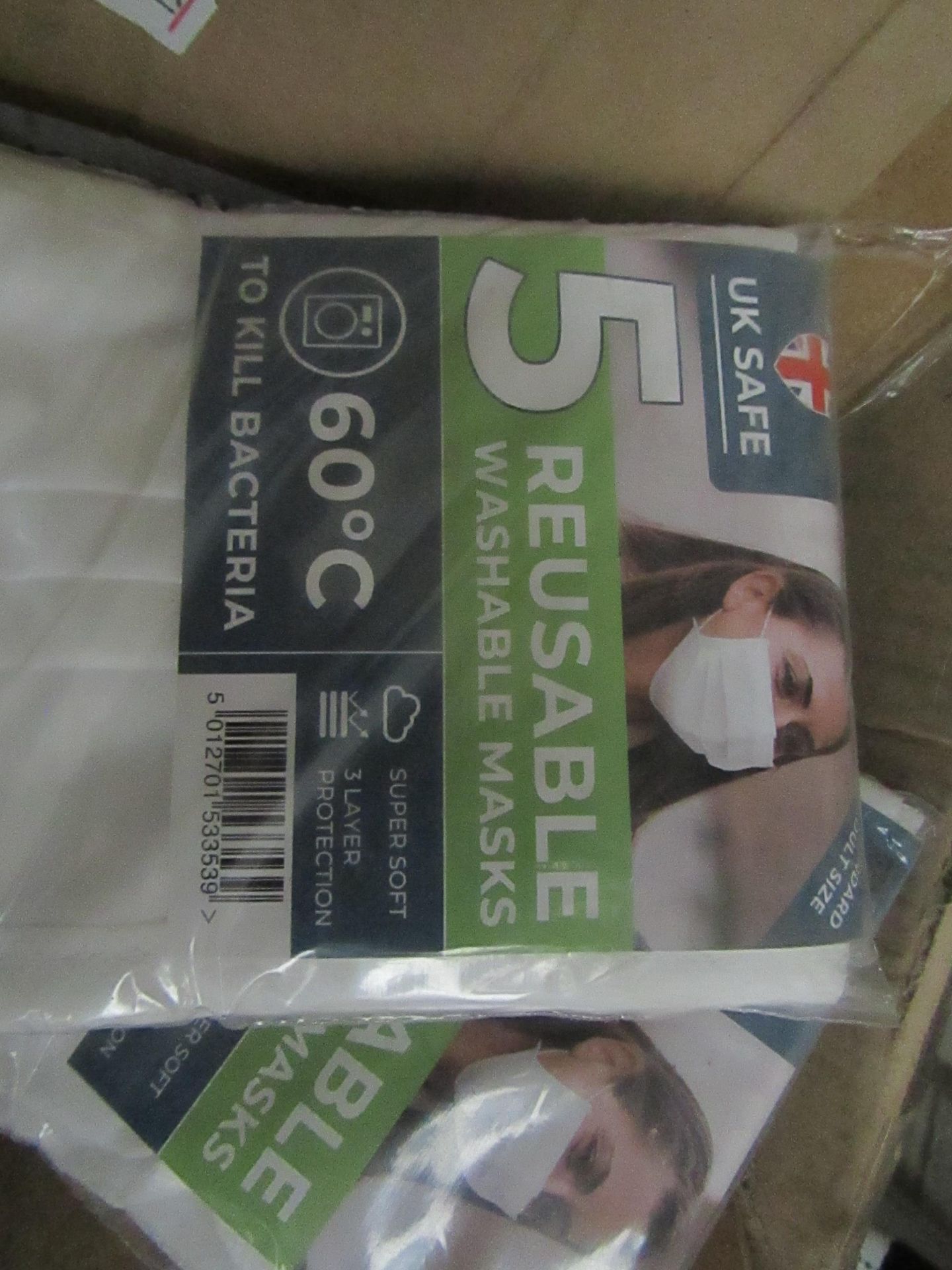 1x Box Containing 50x disposable face masks - New & Packaged.