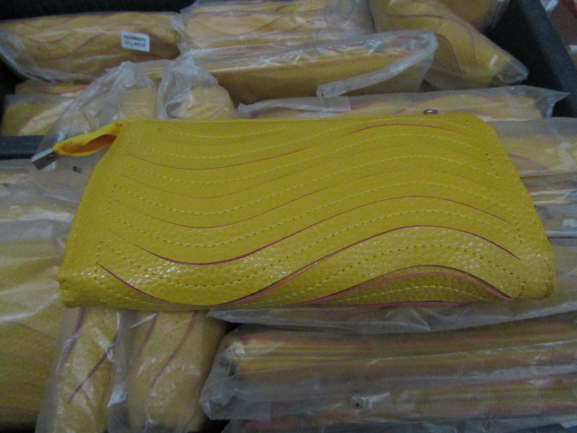 5x Yellow Clutch Purse with Handbag Strap - New & Sealed