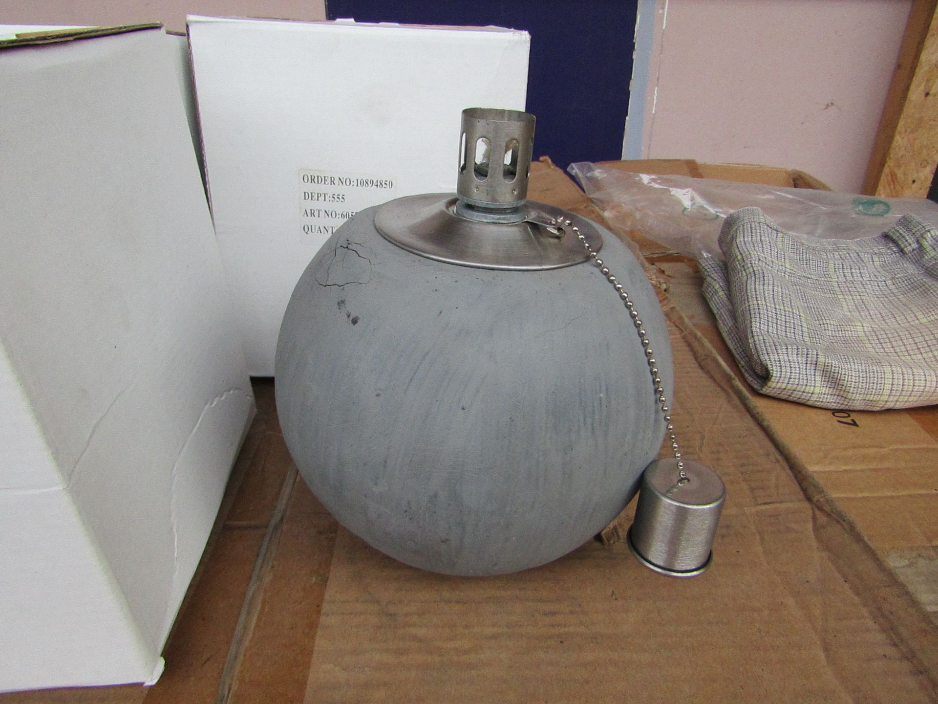 5x Grey Concrete Citronella Oil Garden Table Lamp Light - Unchecked & Boxed - RRP £24.99 For Each