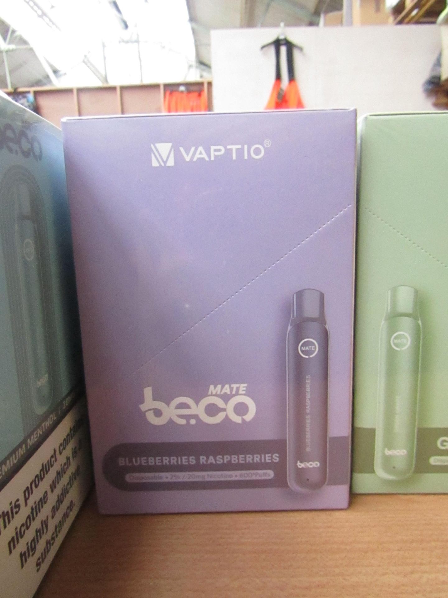 1X  BOX OF 10 VAPTIO MATE BE.CO, BLUEBERRIES RASBERRIES DISPOSABLE VAPE PEN, 20MG NICOTINE, 600