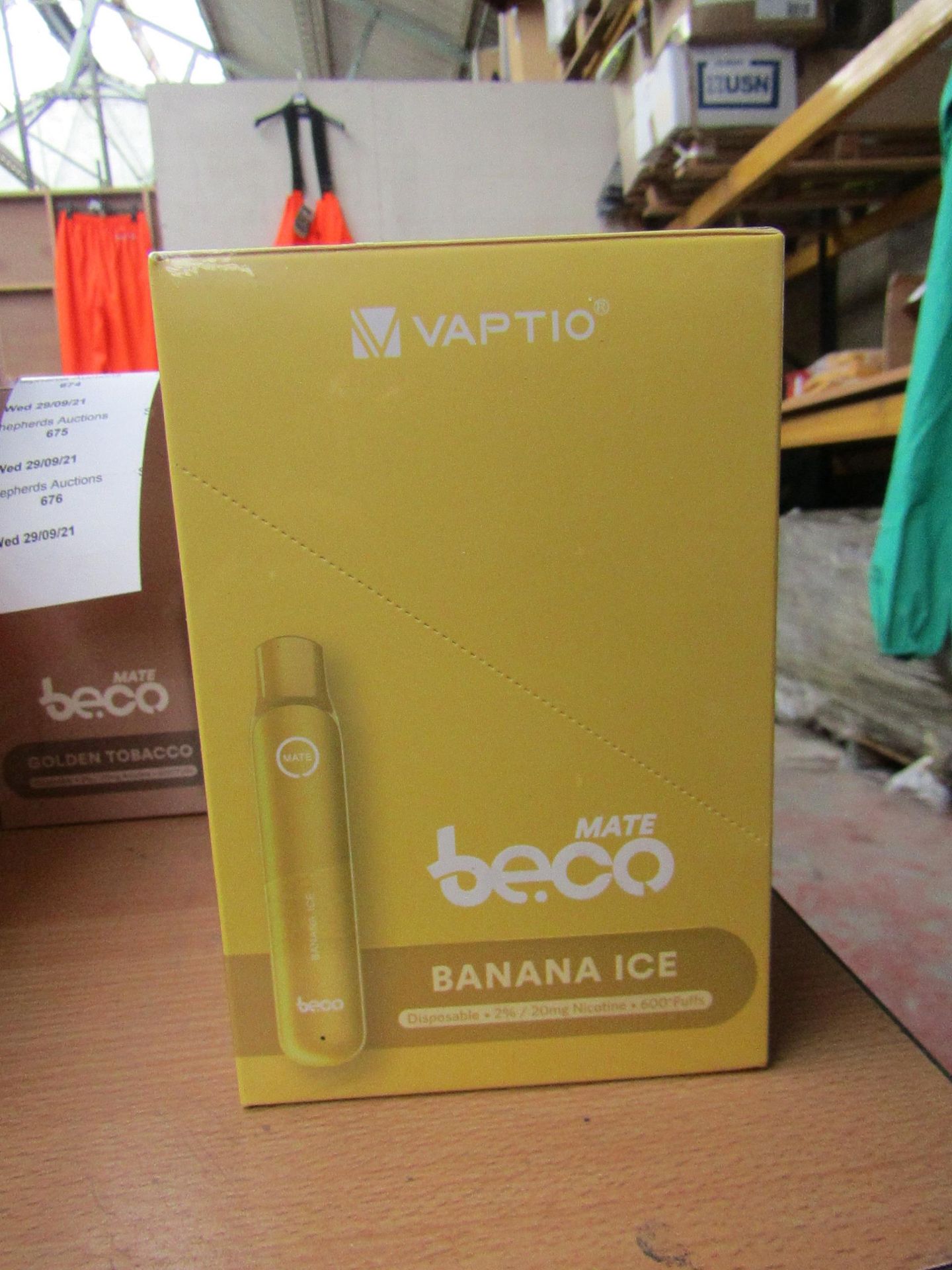 1X  BOX OF 10 VAPTIO MATE BE.CO, BANNANA ICE DISPOSABLE VAPE PEN, 20MG NICOTINE, 600 PUFS, NEW AND