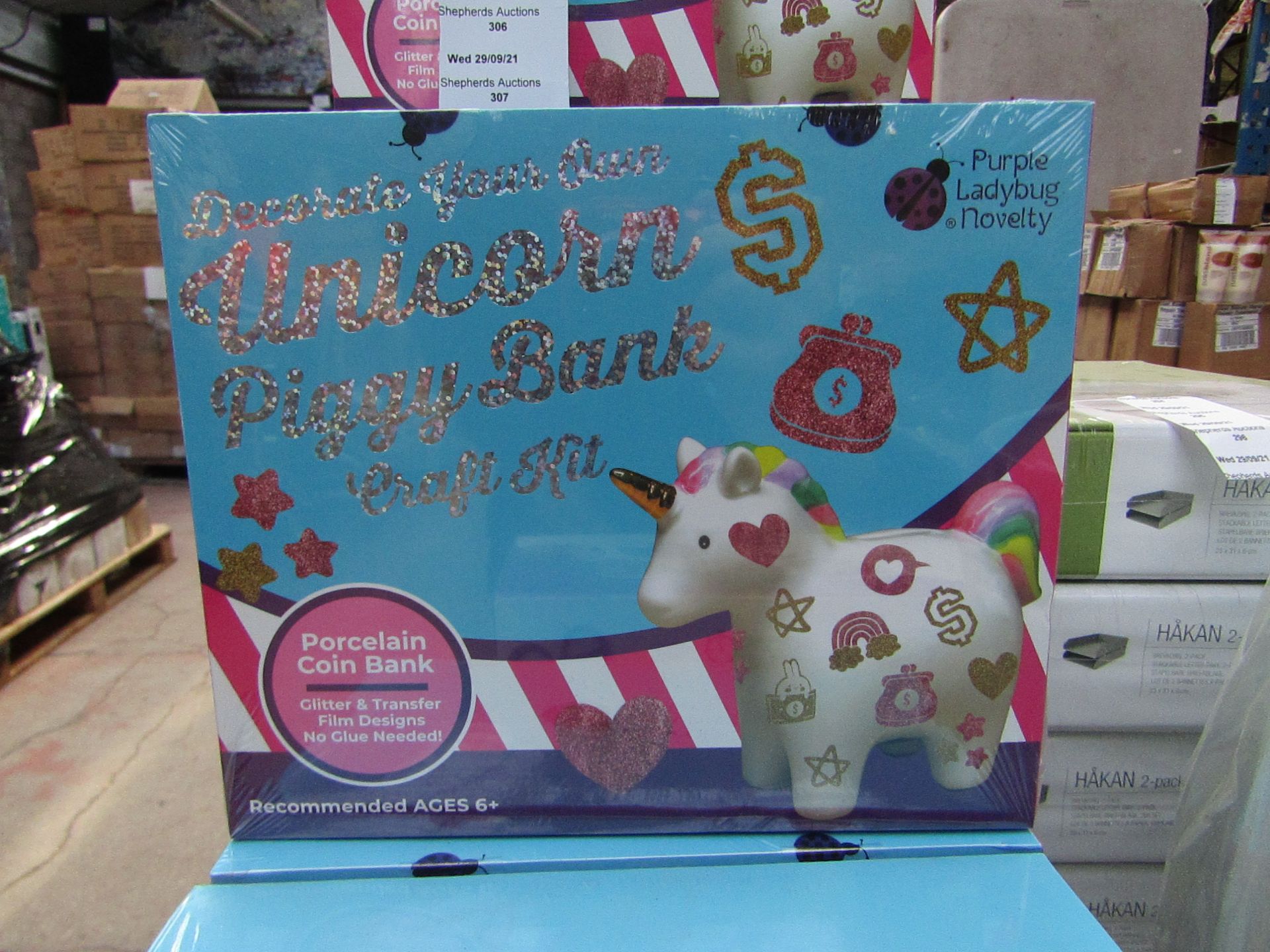 2x Decorate your own unicorn piggy bank - New & Boxed.