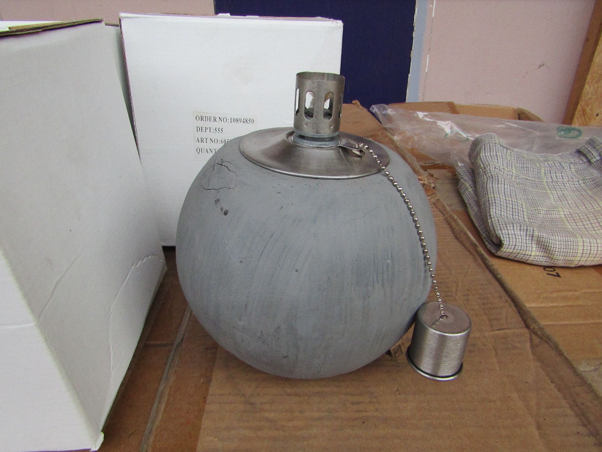 5x Grey Concrete Citronella Oil Garden Table Lamp Light - Unchecked & Boxed - RRP £24.99 For Each