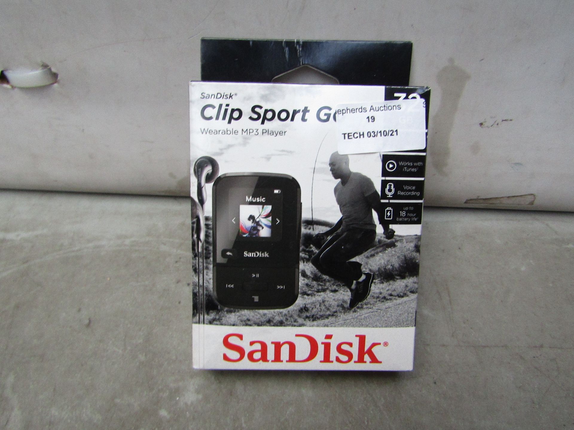 Sandisk Clip Sport Go Wearable MP3 Player - Untested & Boxed - RRP £41