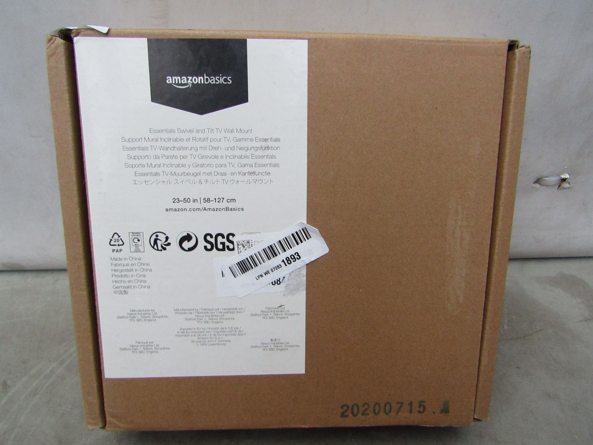 Amazon Basics 23-50" Swivel and Tilt TV Wall Mount - Unchecked & Boxed