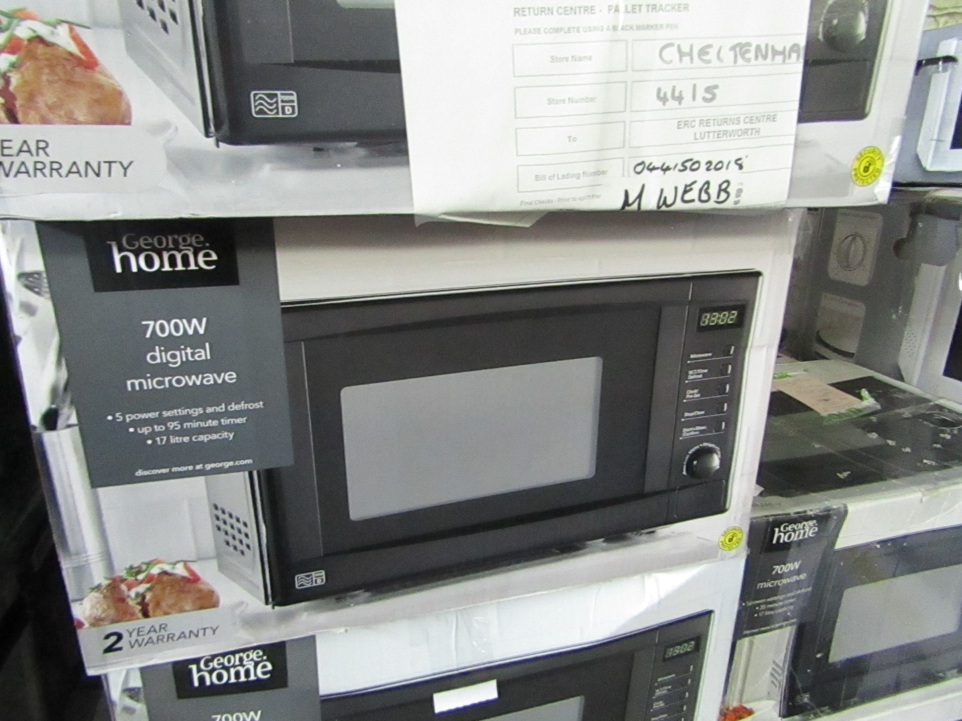 5x 700w Digital Microwave Oven - Black - Unchecked & Boxed - RRP £46 - Total lot RRP £230 - Load ref
