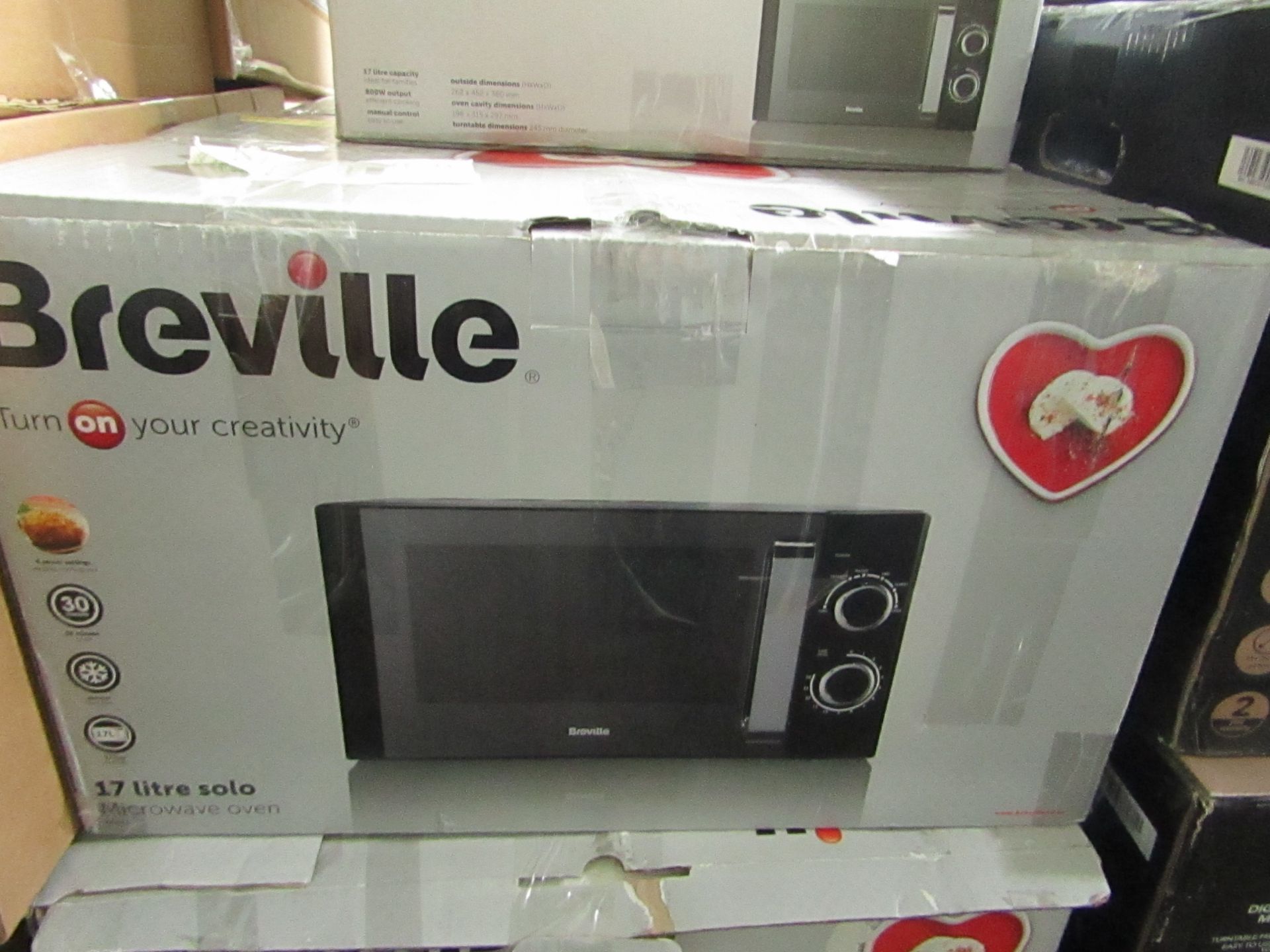 5x Breville 17L 800W Solo Microwave Oven - Black - Unchecked & Boxed - RRP Per Item £59.99 - Total