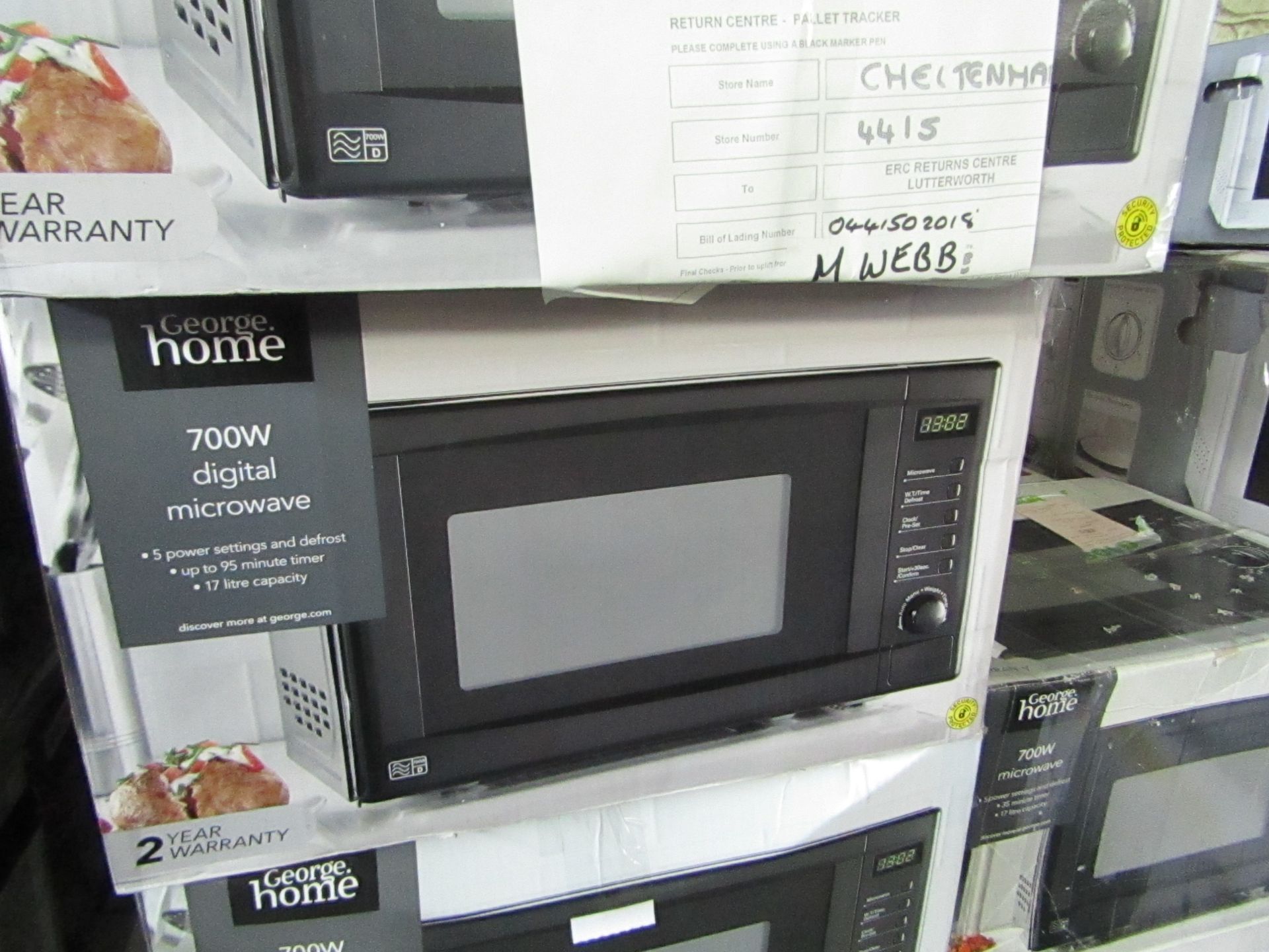 5x 700w Digital Microwave Oven - Black - Unchecked & Boxed - RRP £46 - Total lot RRP £230 - Load ref