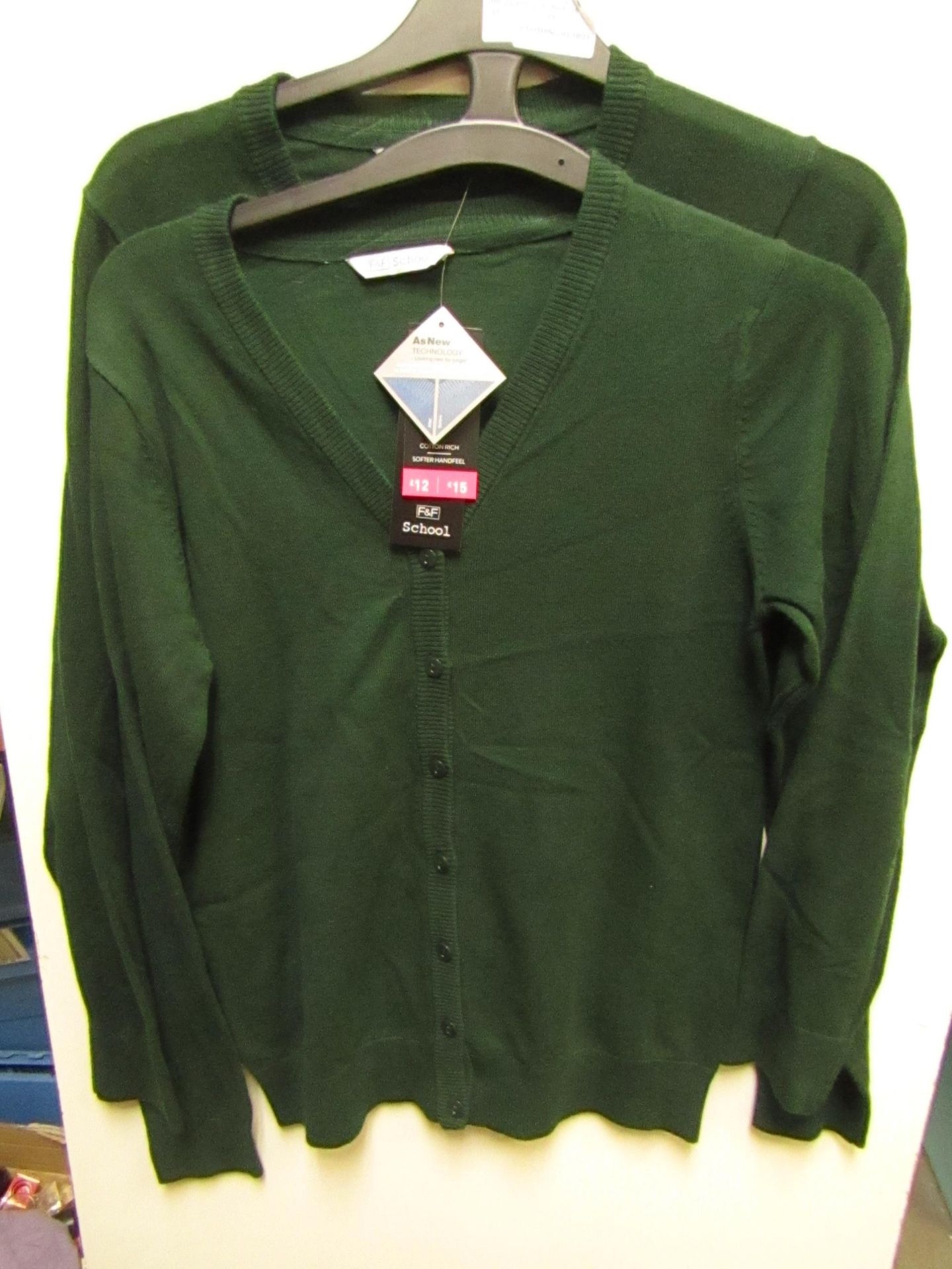 3x girls 2piece school cardigan green - size 3/4 - new but might have security tags on.