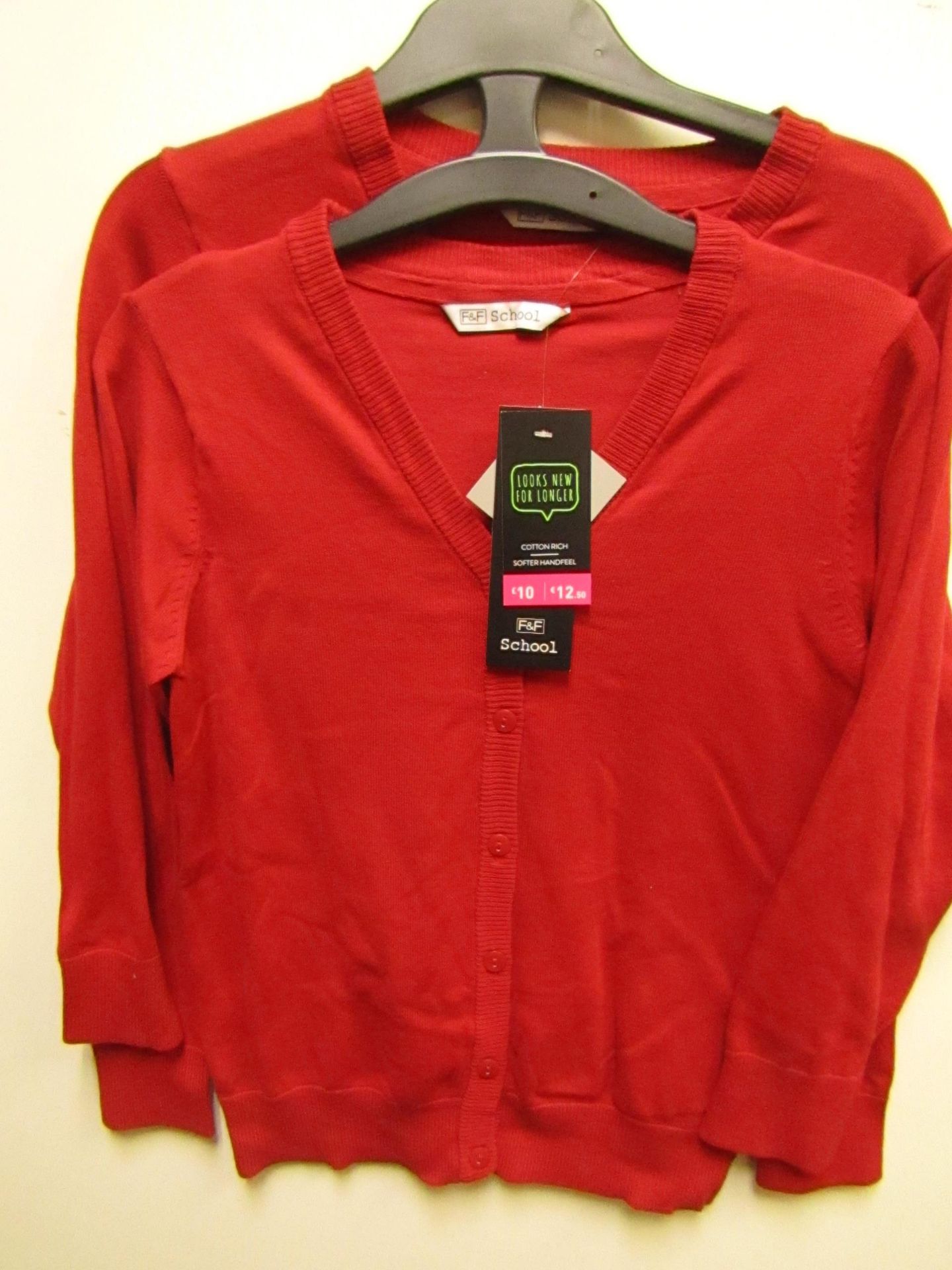 3x girls 2piece school cardigan red - size 7/8 - new but might have security tags on.