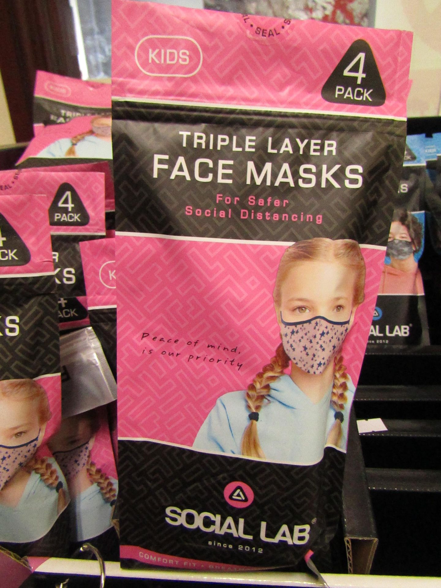 5x Childrens (Girls) Triple Layer Face Mask - New & Sealed