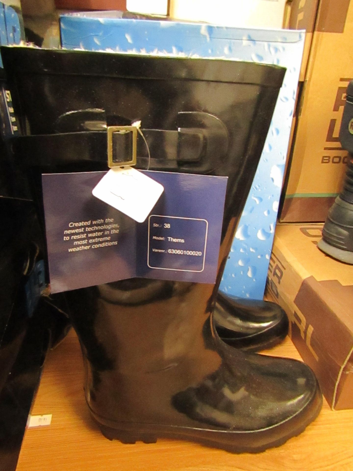 UB Waterbreakers Fleece Lined Wellingtons Black Size 36 New & Boxed