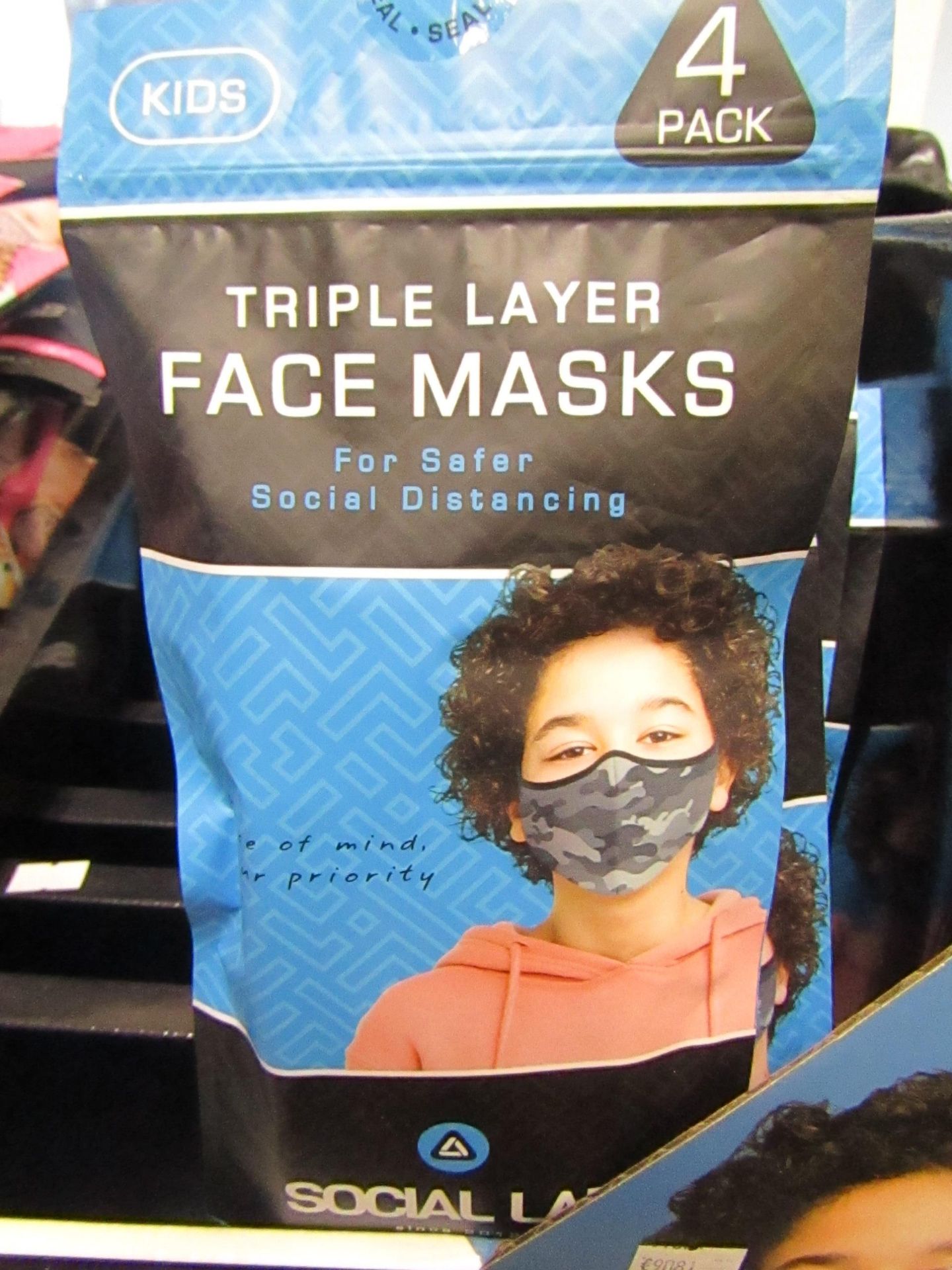 5x Childrens (Boys) Triple Layer Face Mask - New & Sealed -