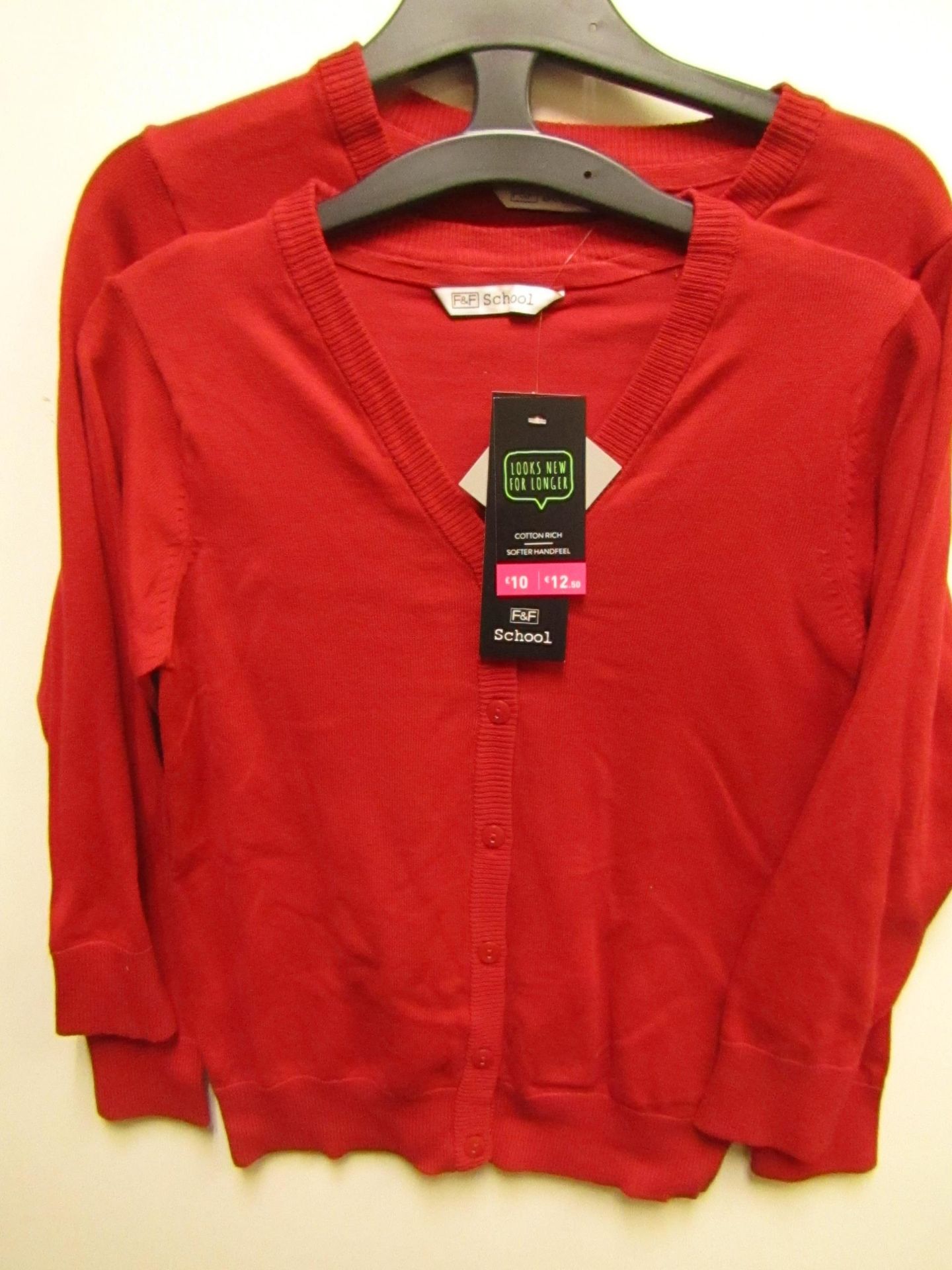 3x girls 2piece school cardigan red - size 7/8 - new but might have security tags on.