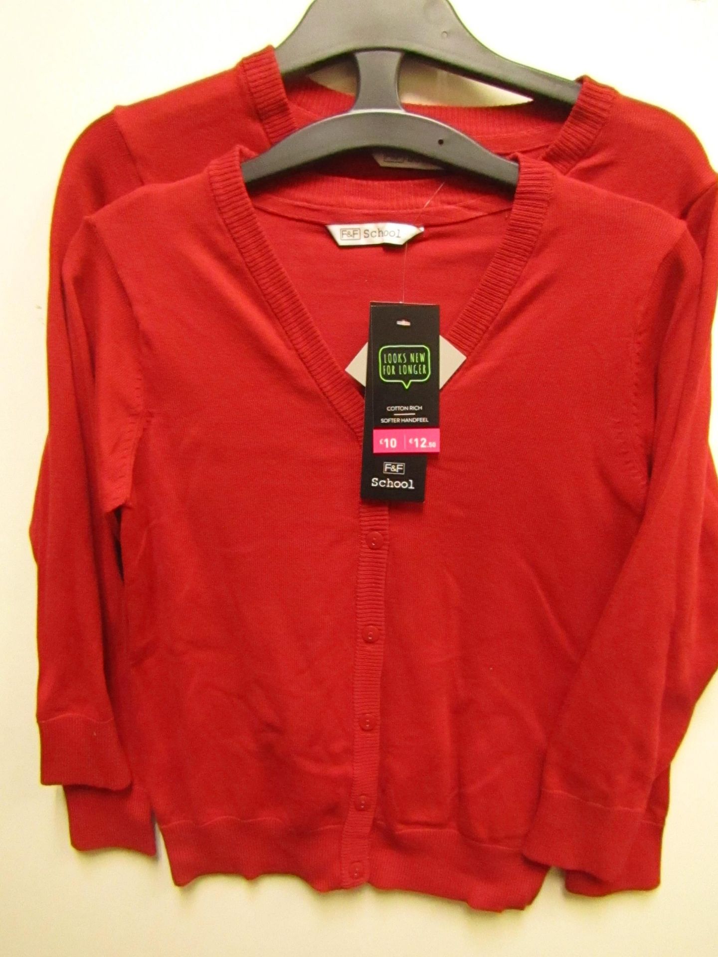 3x girls 2piece school cardigan red - size 7/8 - new but might have security tags on.