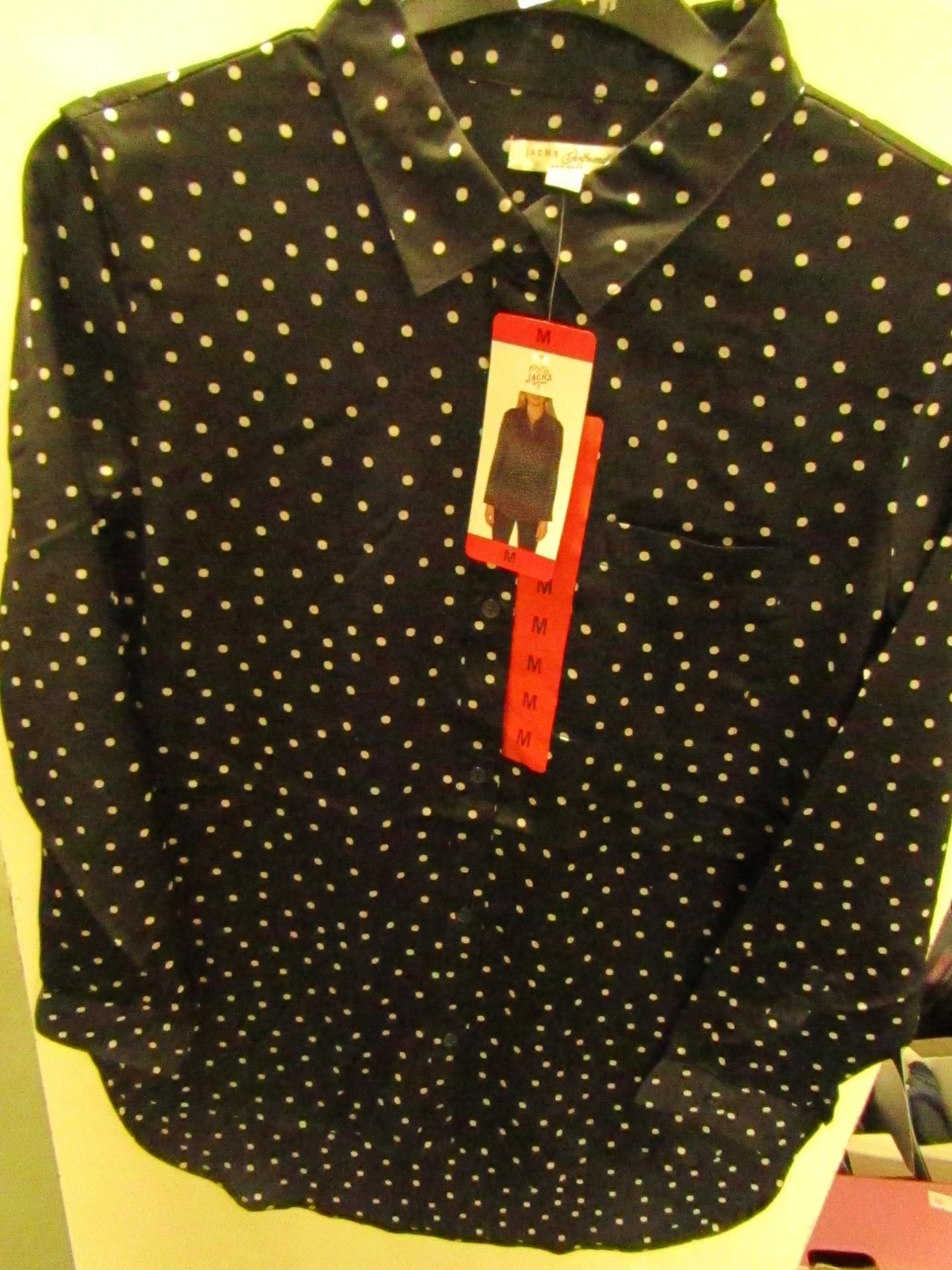Jachs New York Girlfriends Blouse,Black/White Spots - Size M New With Tags