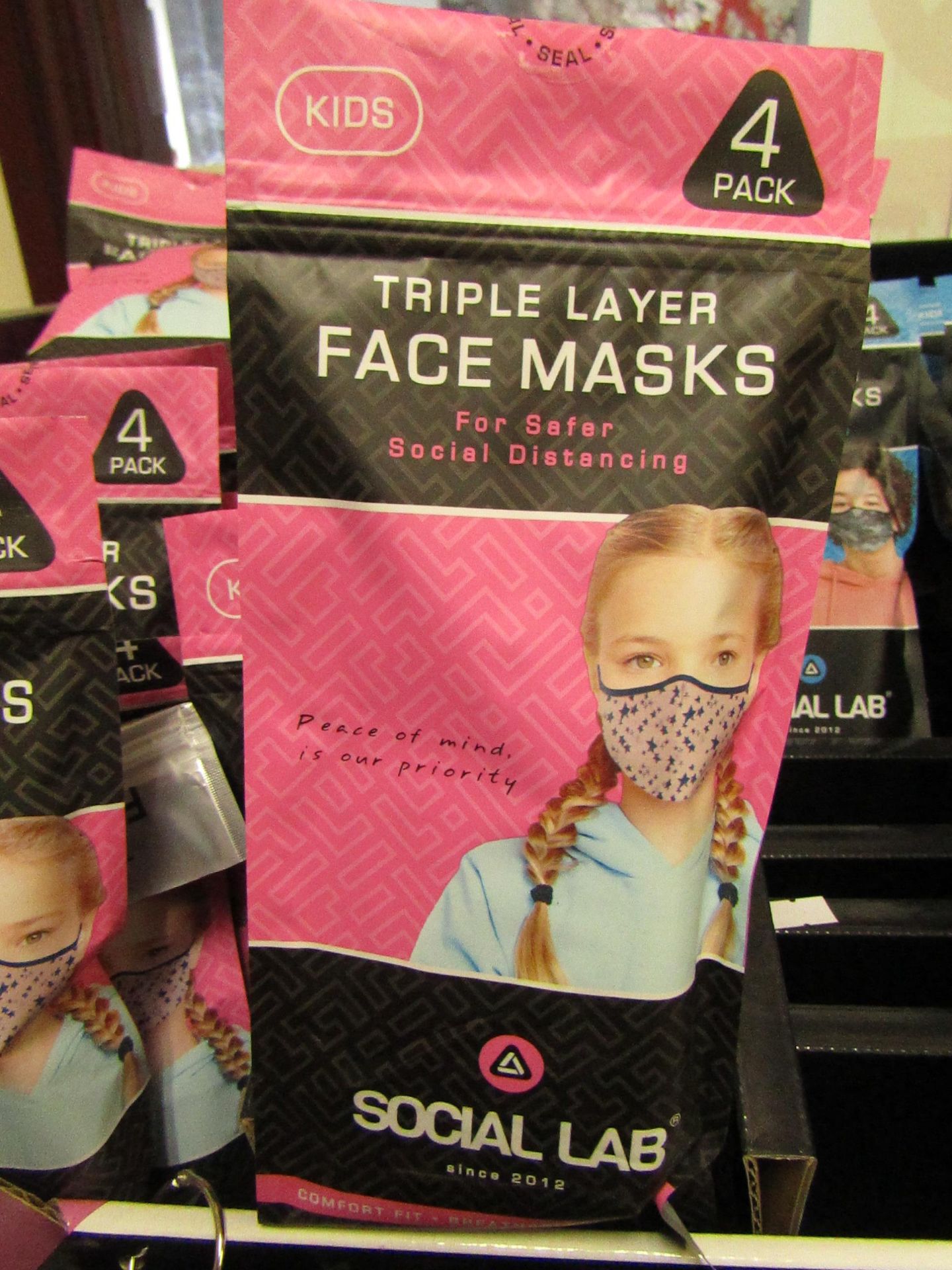 5x Childrens (Girls) Triple Layer Face Mask - New & Sealed